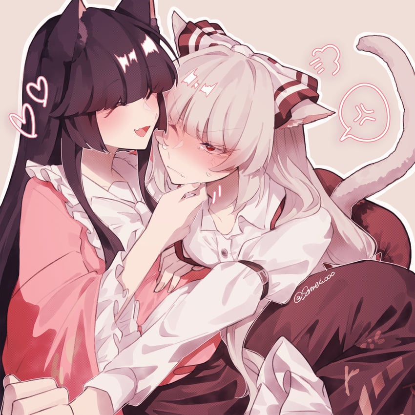 fujiwara no mokou and houraisan kaguya (touhou) drawn by somei_ooo