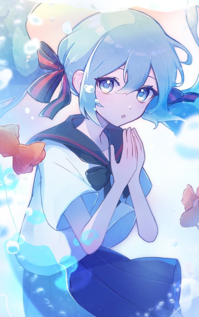 hatsune miku and bottle miku (vocaloid) drawn by kurage_natsume