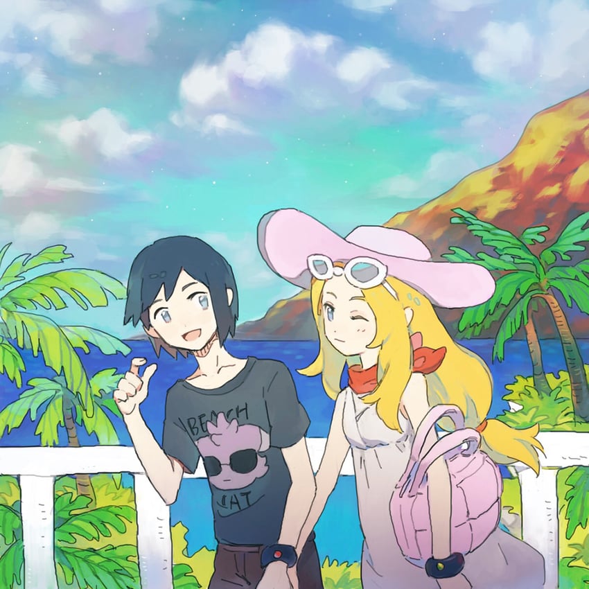 serena, calem, and espurr (pokemon and 1 more) drawn by akaneu