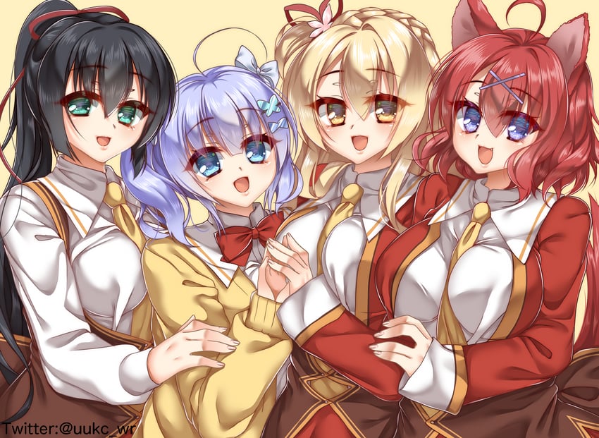 masaki gaillard, shirley warwick, amagiri yune, and shiraga airi (amairo islenauts) drawn by fuyukichi_(nikoniko1567)