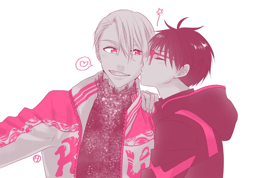 katsuki yuuri and viktor nikiforov (yuri!!! on ice) drawn by tanao