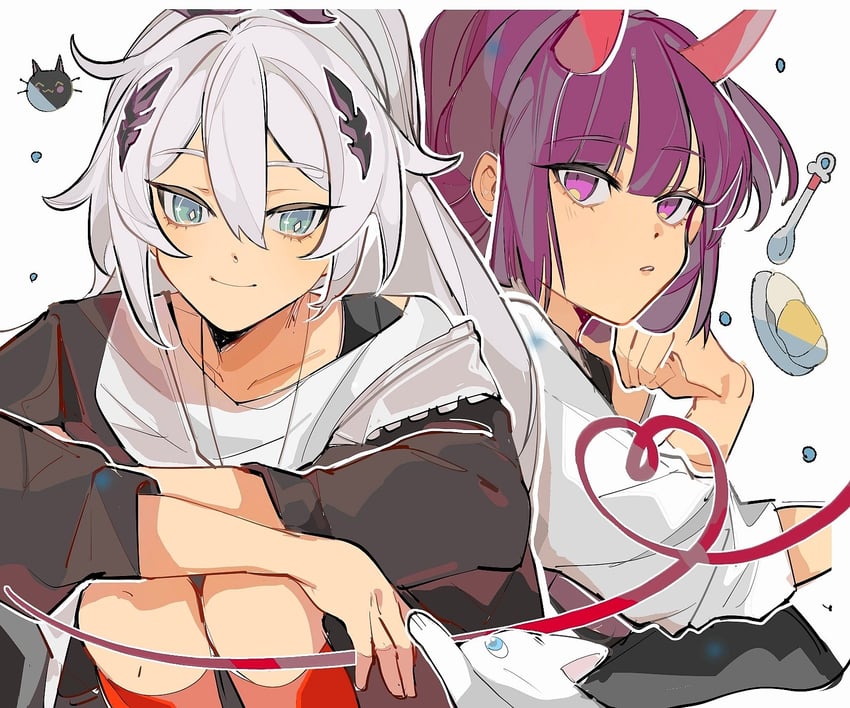 kiana kaslana and raiden mei (honkai and 1 more) drawn by sanhgreen