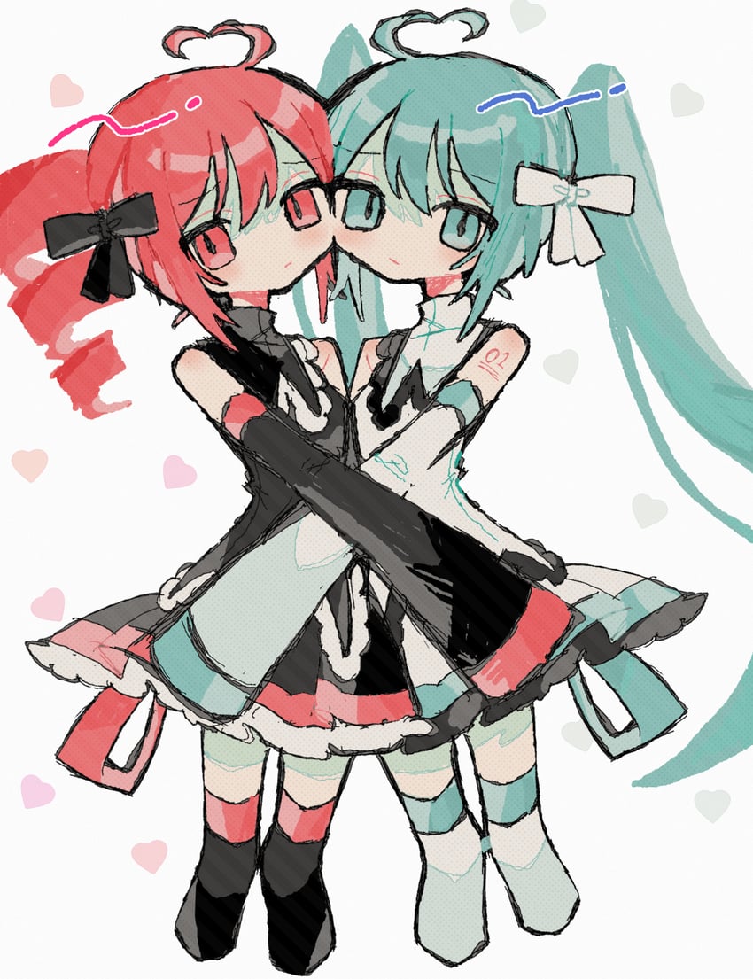 hatsune miku and kasane teto (vocaloid and 1 more) drawn by okashira_moppu