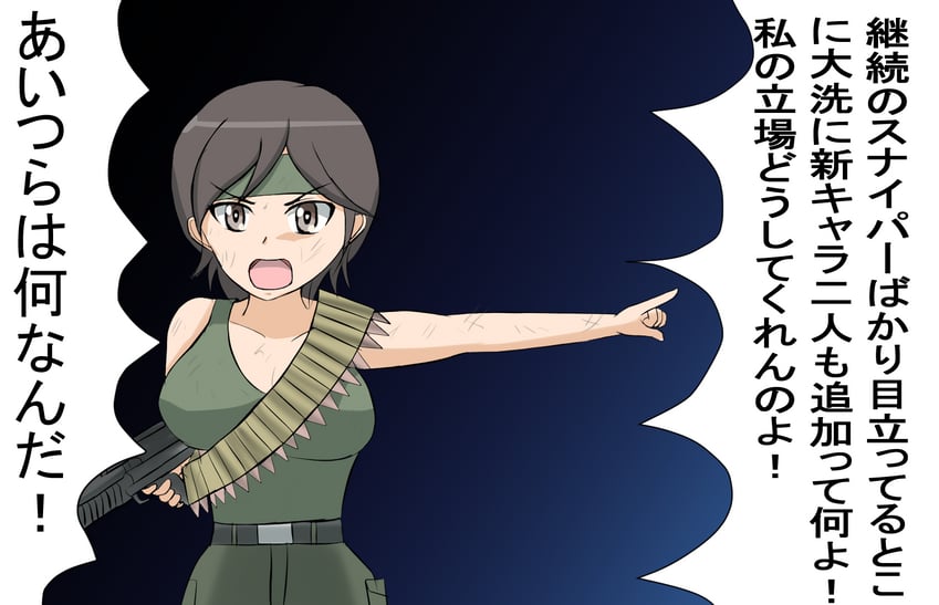 iruma anna (girls und panzer and 1 more) drawn by juspa