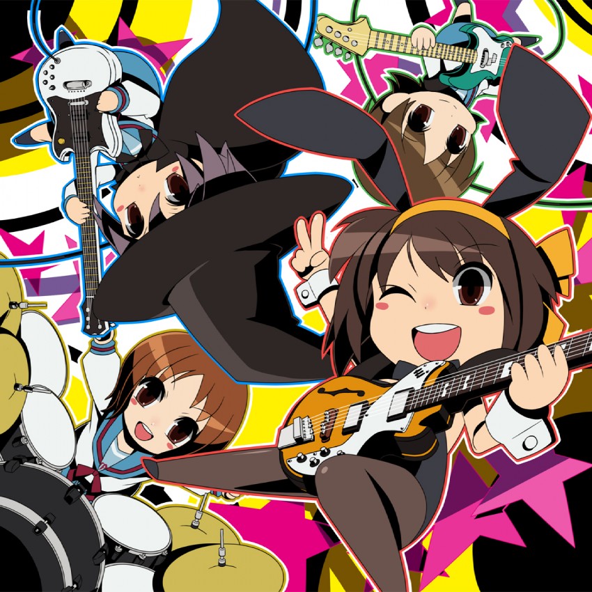 suzumiya haruhi, nagato yuki, zaizen mai, and okajima mizuki (suzumiya haruhi no yuuutsu) drawn by hajime_(hajime-ill-1st)