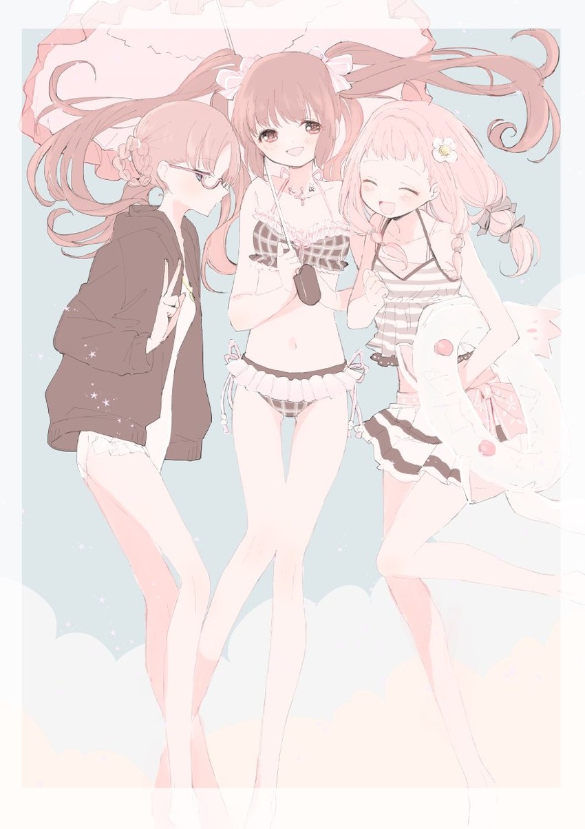 kyubey, tamaki ui, satomi touka, and hiiragi nemu (mahou shoujo madoka magica and 1 more) drawn by ranan