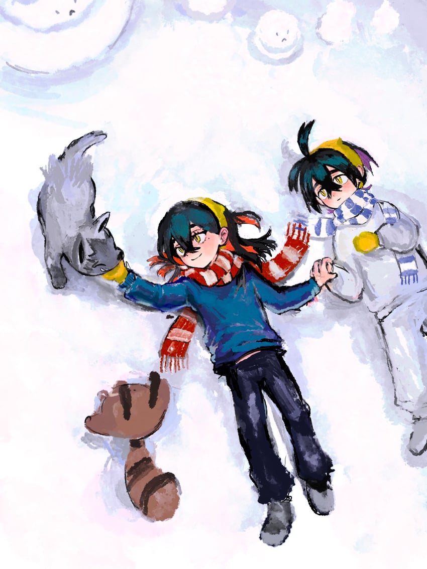kieran, carmine, sentret, and poochyena (pokemon and 1 more) drawn by wrozzii