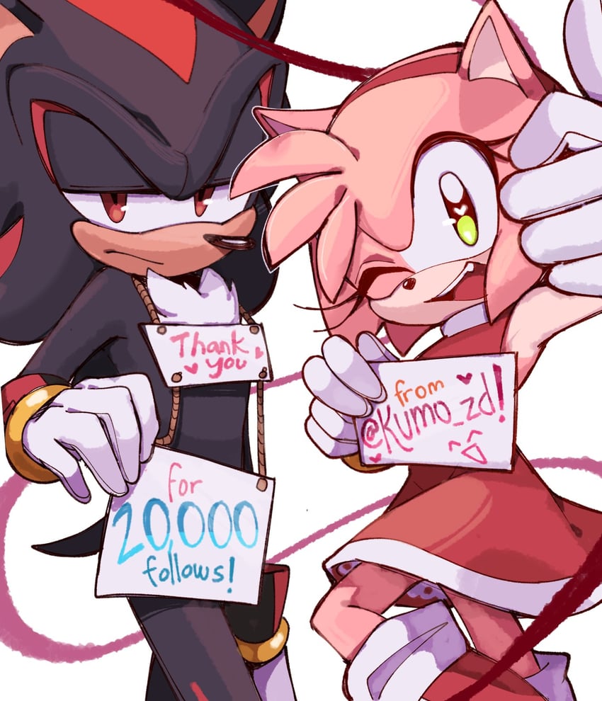 shadow the hedgehog and amy rose (sonic) drawn by kumo_zd