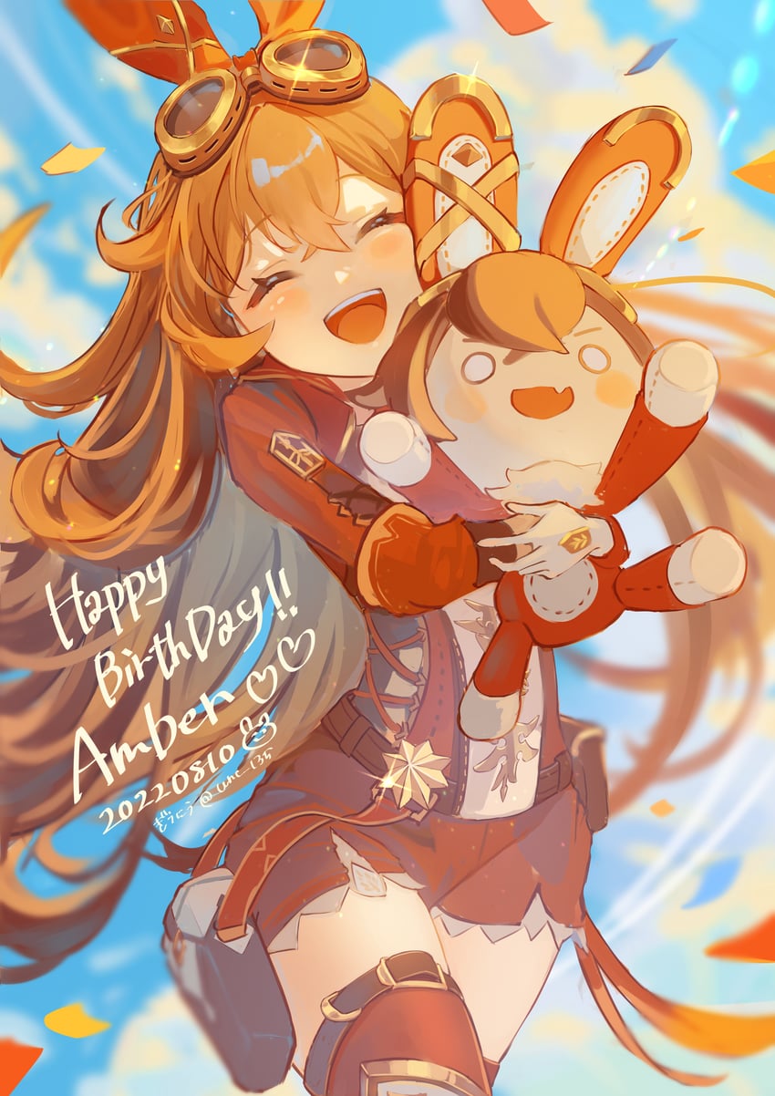 baron bunny and amber (genshin impact) drawn by giuniu_(unc_135)
