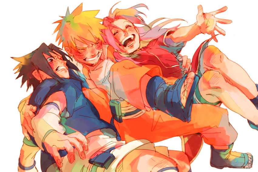 haruno sakura, uzumaki naruto, and uchiha sasuke (naruto) drawn by jump_(ah0029)