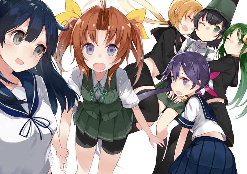ushio, akebono, satsuki, kagerou, nagatsuki, and 1 more (kantai collection) drawn by kou_mashiro