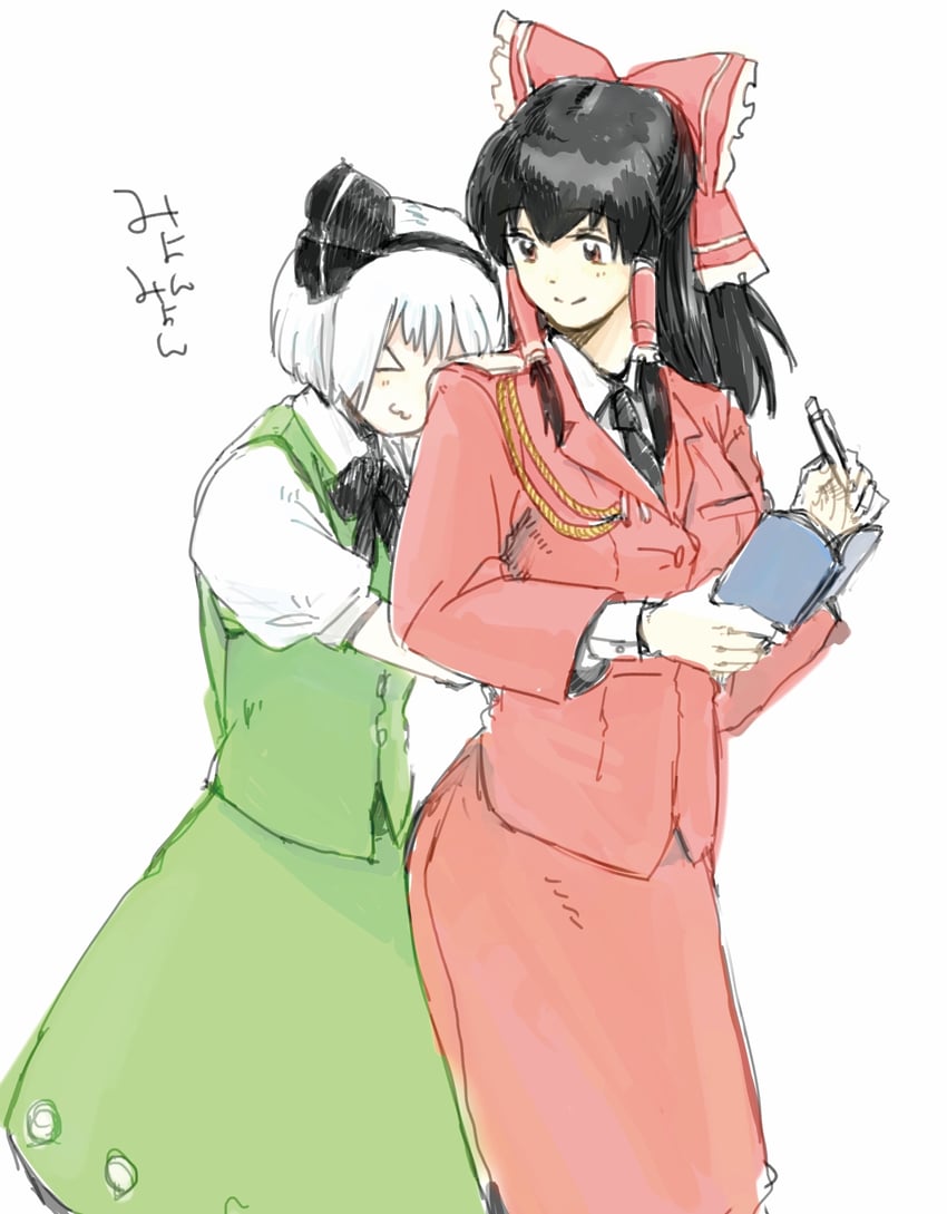 hakurei reimu and konpaku youmu (touhou and 2 more) drawn by mitudomoe