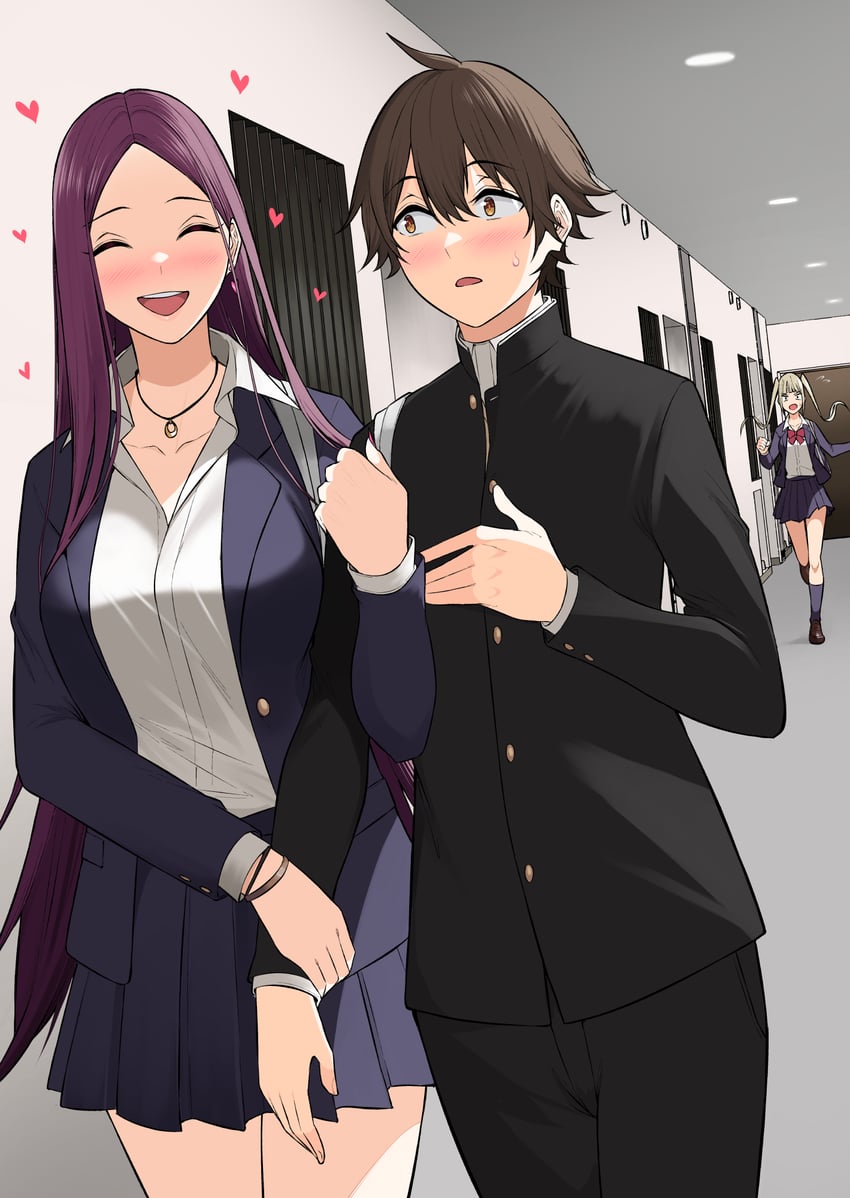 imaizumi, sasaki yukina, and kurumizaka ruri (imaizumin-chi wa douyara gal no tamariba ni natteru rashii) drawn by nori_gorou