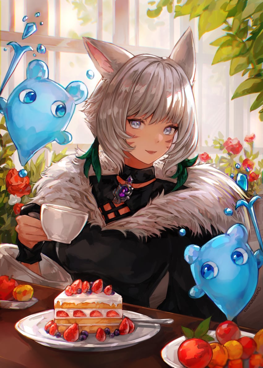 y'shtola rhul and nixie (final fantasy and 1 more) drawn by coconutcatcat