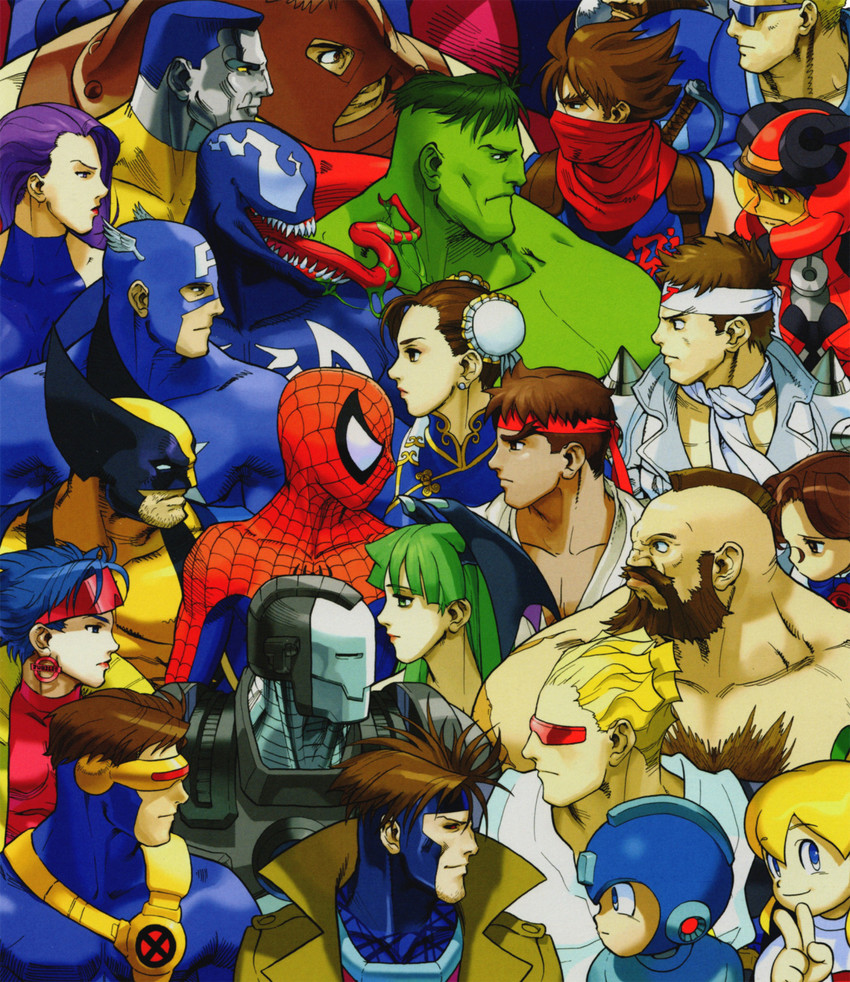 chun-li, morrigan aensland, ryu, roll, wolverine, and 20 more (street fighter and 10 more) drawn by bengus