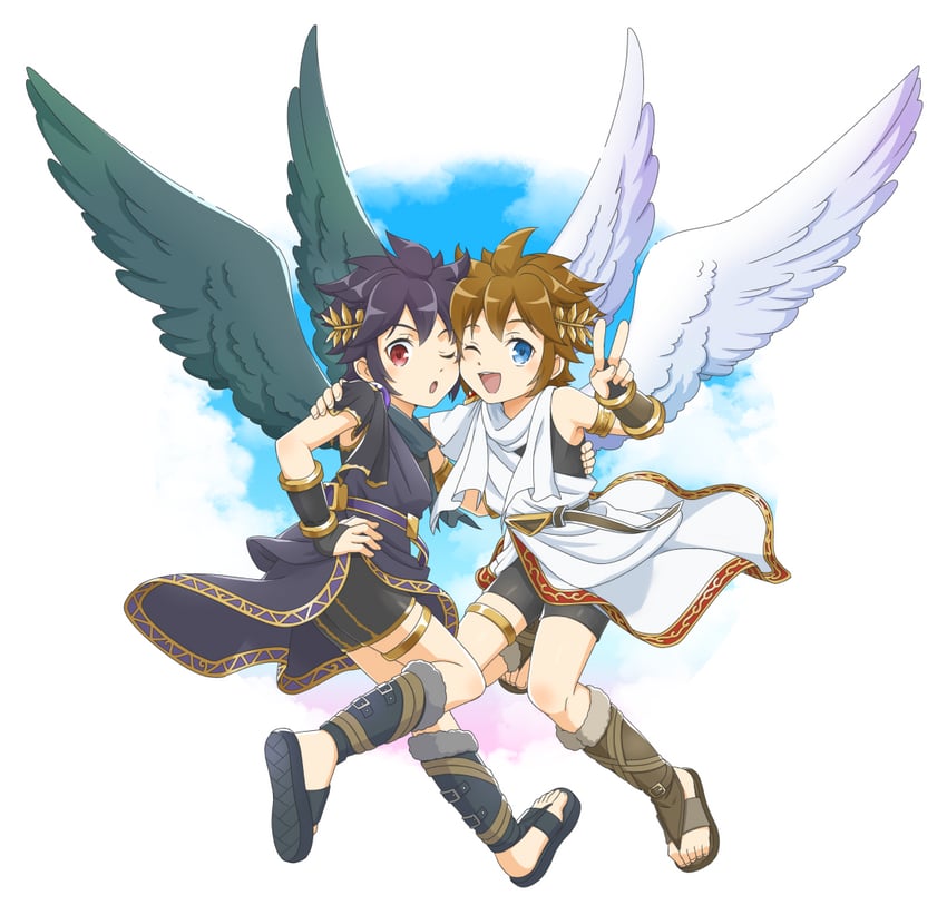 pit and dark pit (kid icarus and 1 more) drawn by chigayasan