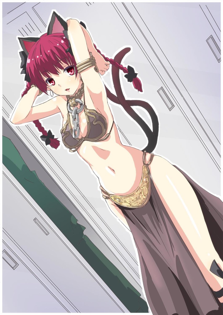 kaenbyou rin, princess leia, and huttslayer leia (touhou and 2 more) drawn by cl_(h-sys.)