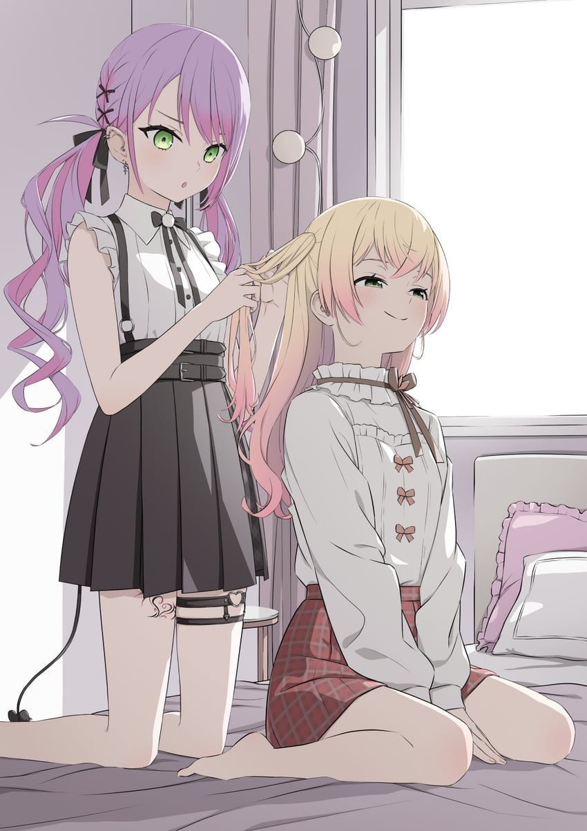 tokoyami towa and momosuzu nene (hololive) drawn by rainna