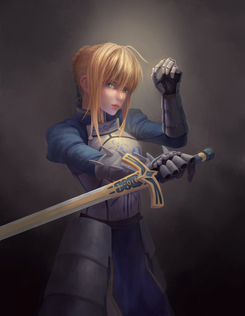 artoria pendragon and saber (fate and 1 more) drawn by w.t