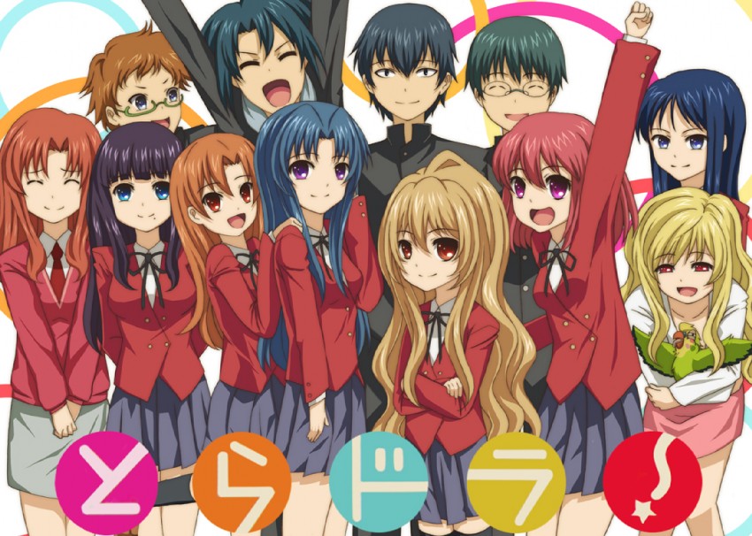 aisaka taiga, kawashima ami, takasu ryuuji, kushieda minori, kitamura yuusaku, and 8 more (toradora!) drawn by laco_soregashi