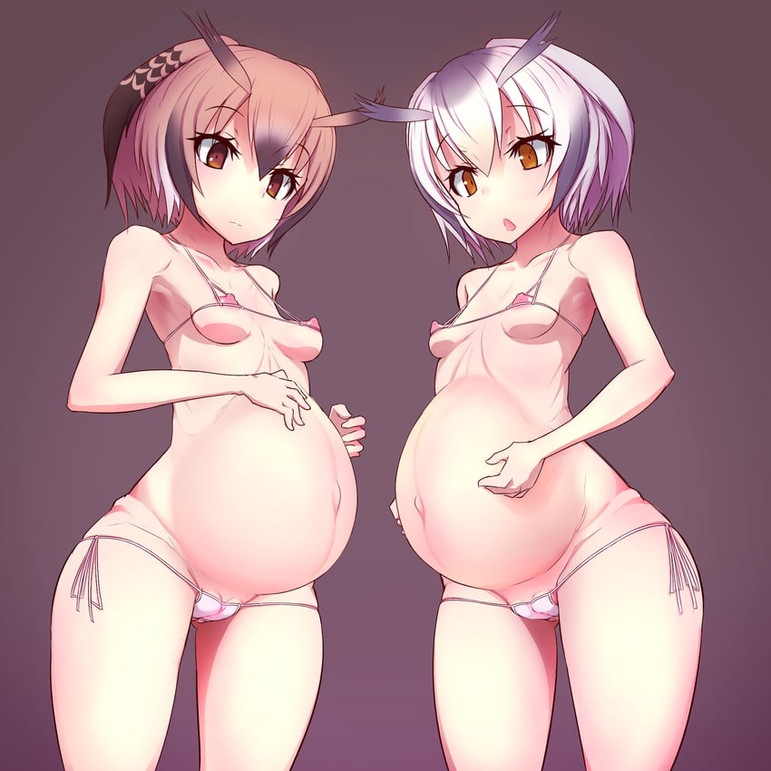 northern white-faced owl and eurasian eagle owl (kemono friends) drawn by actinium89