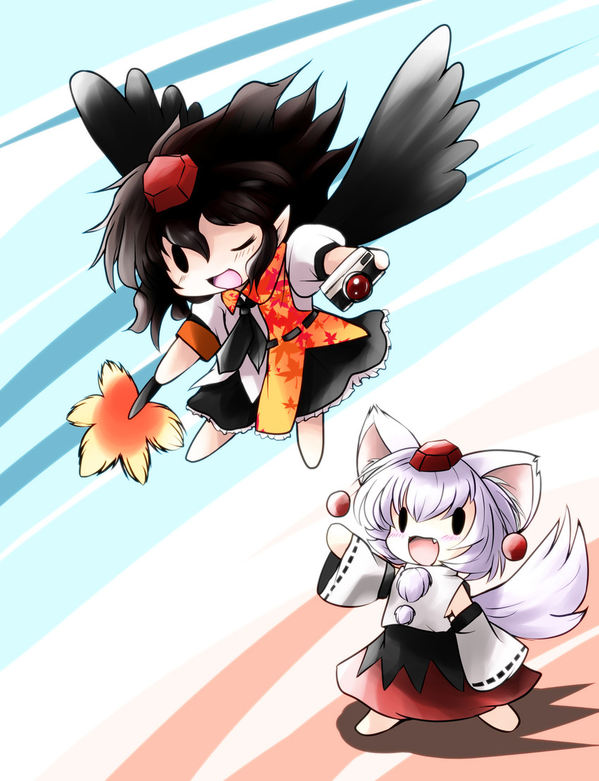 shameimaru aya and inubashiri momiji (touhou) drawn by yume_shokunin