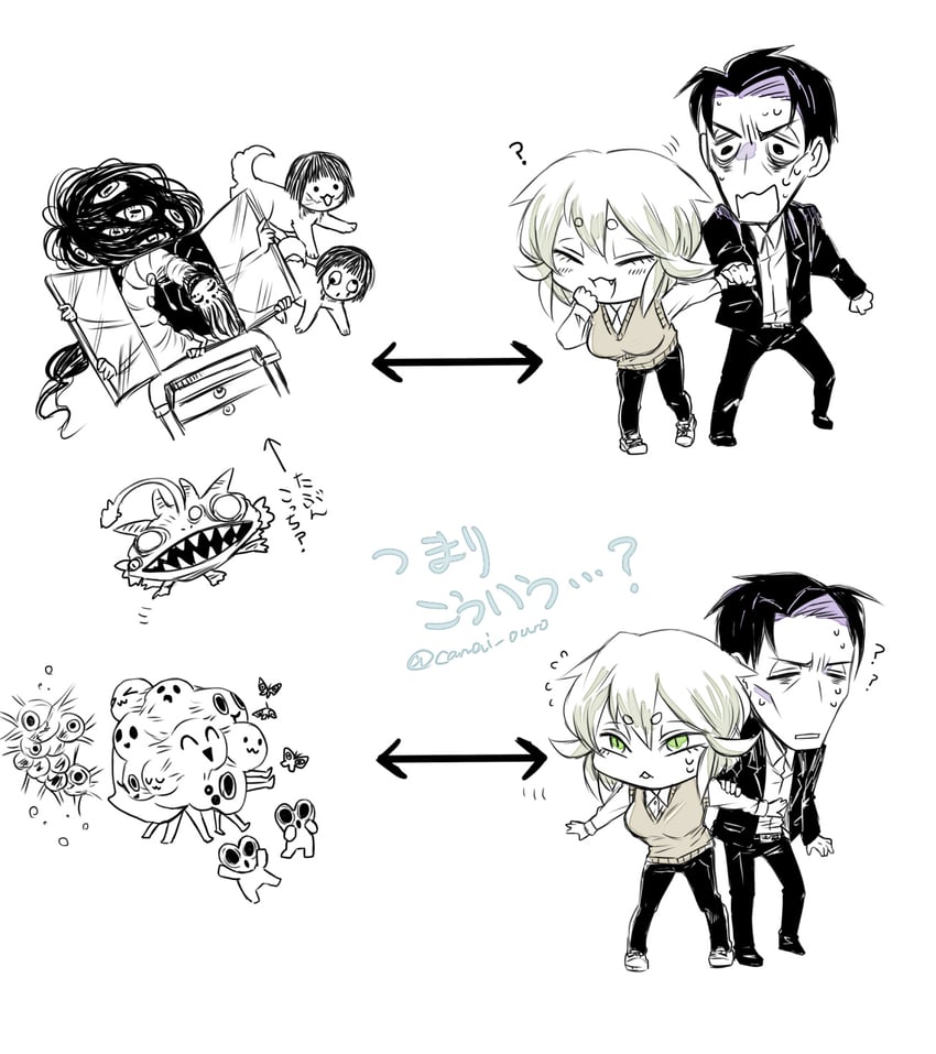 asama hirotaka and inubousaki shioi (nikubami honegishimi) drawn by runarica0914