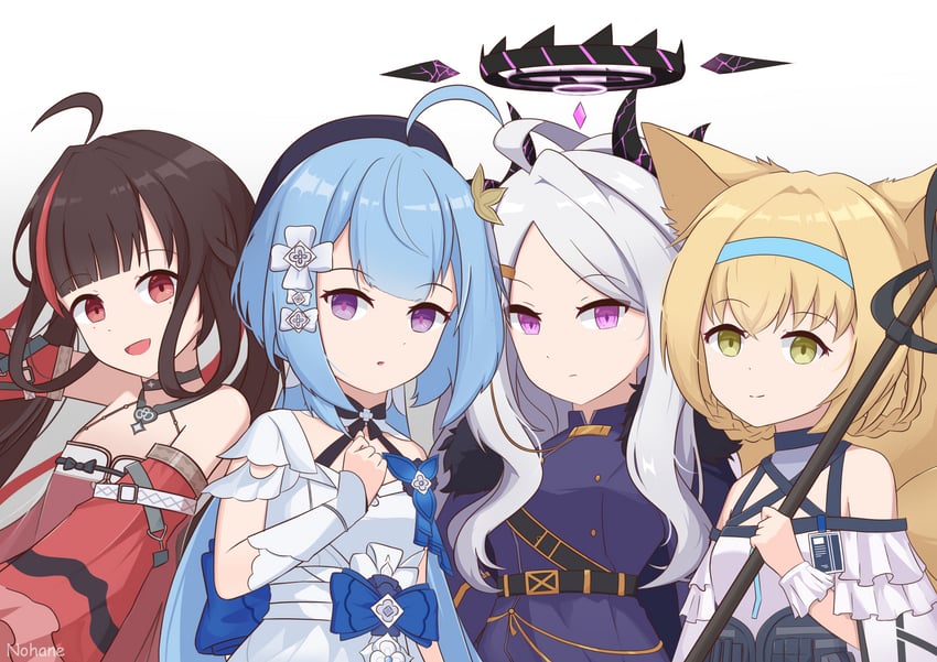 hina, suzuran, griseo, pulao, and pulao: dragontoll (blue archive and 4 more) drawn by nohanohaneid