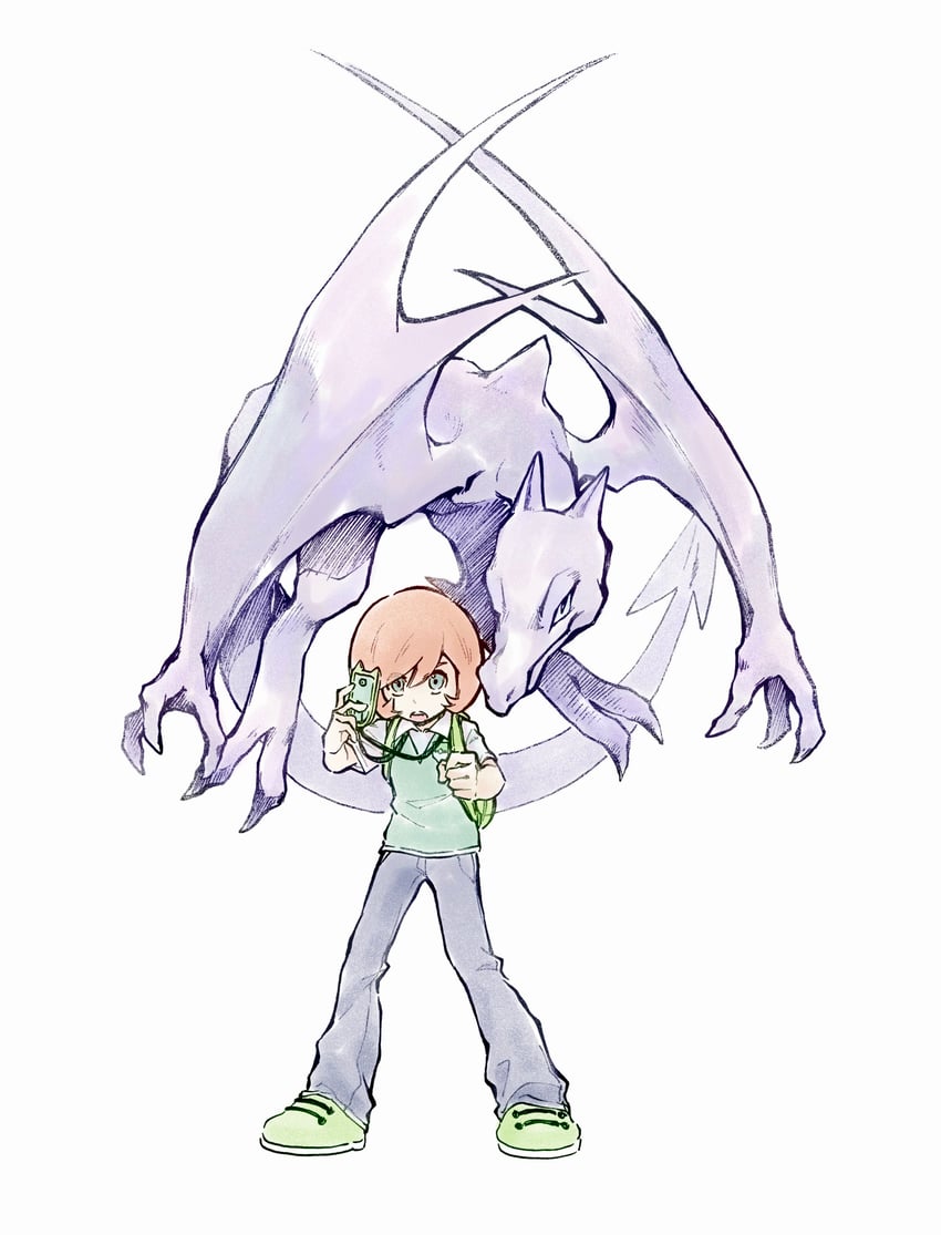 aerodactyl and trevor (pokemon and 1 more) drawn by tan_carbonnn