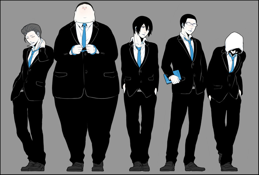 fujino kiyoshi, morokuzu takehito, andou reiji, wakamoto shingo, and nezu jouji (prison school) drawn by asarai