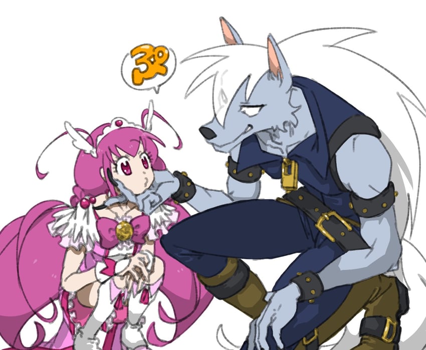 cure happy and wolfrun (precure and 1 more) drawn by ohina_4458