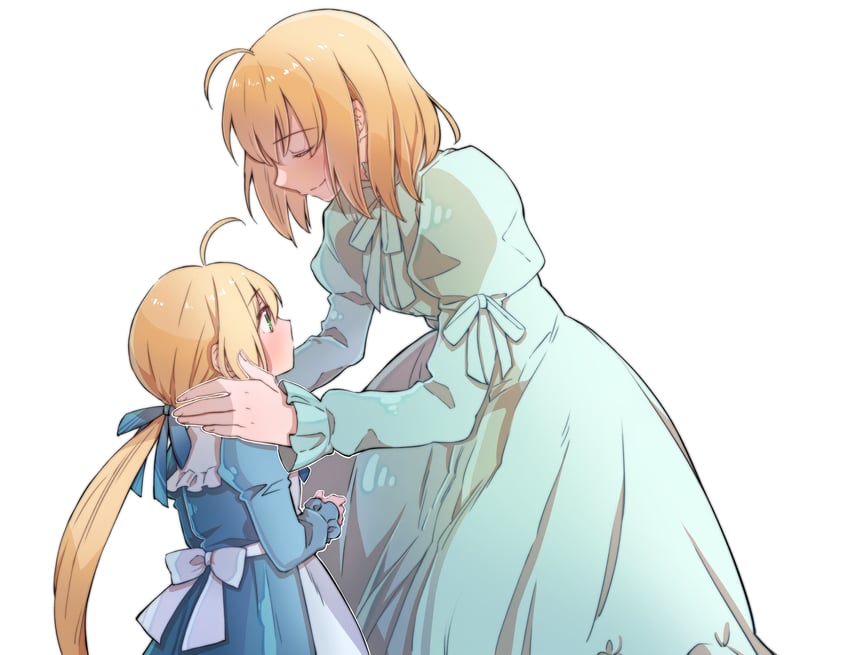 artoria pendragon and saber (fate and 1 more) drawn by baige_1028