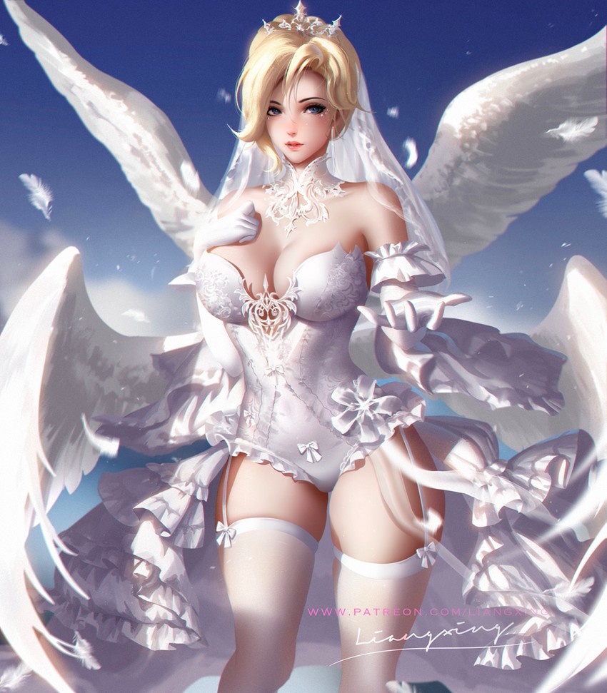 mercy (overwatch and 1 more) drawn by liang_xing