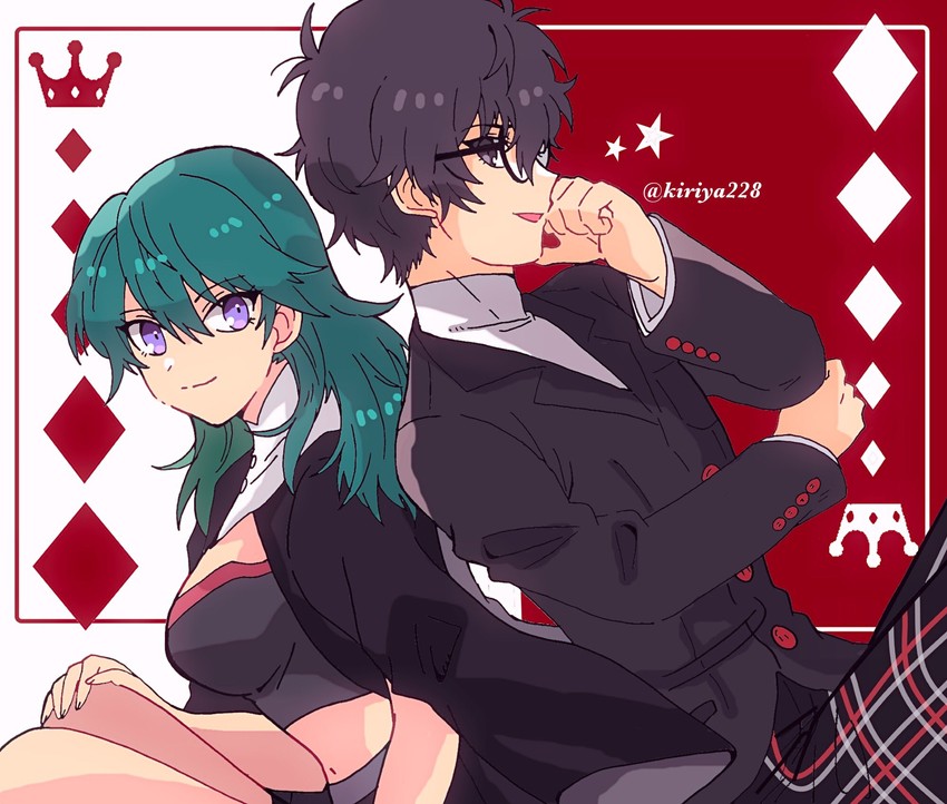 female byleth and amamiya ren (fire emblem and 4 more) drawn by kiriya_(552260)