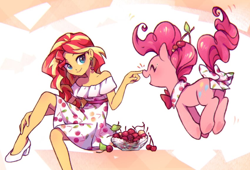 pinkie pie and sunset shimmer (my little pony and 2 more) drawn by jumblehorse