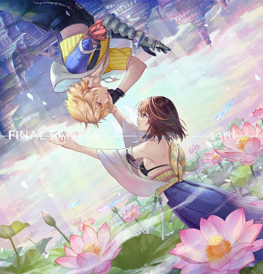 yuna and tidus (final fantasy and 1 more) drawn by sasanomesi