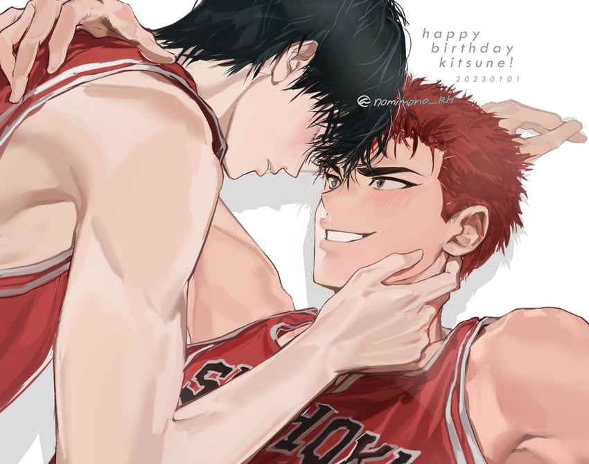 sakuragi hanamichi and rukawa kaede (slam dunk) drawn by nomimono_rh