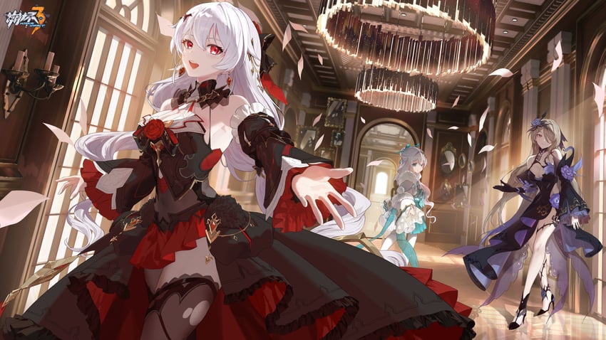 theresa apocalypse, rita rossweisse, and zhuge kongming (honkai and 1 more)