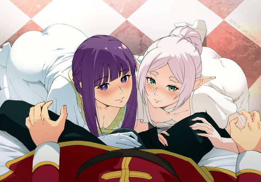 frieren, fern, and stark (sousou no frieren) drawn by akobeul