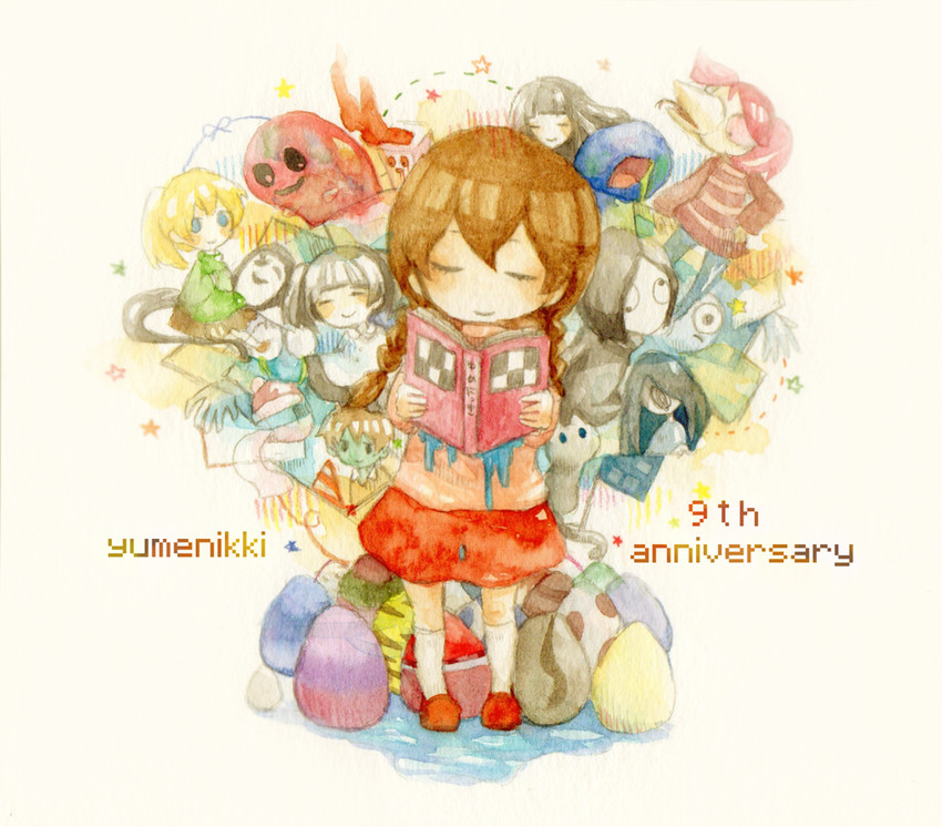 madotsuki, poniko, monoko, uboa, monoe, and 6 more (yume nikki) drawn by nagare_(earthpeace)