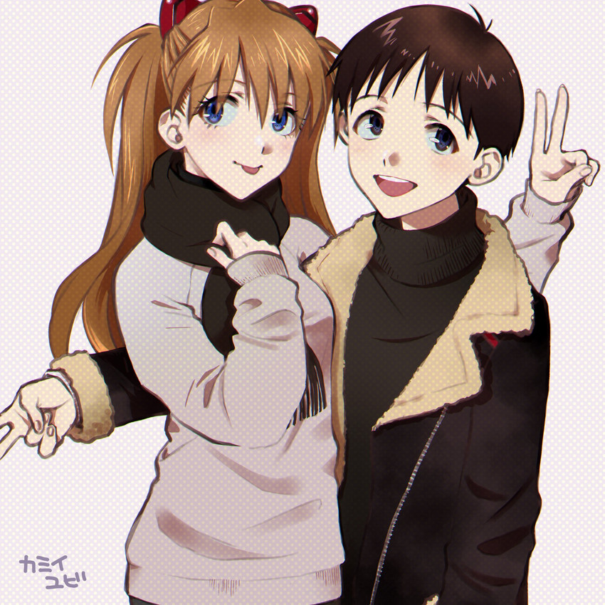 souryuu asuka langley and ikari shinji (neon genesis evangelion) drawn by yubi_kamii