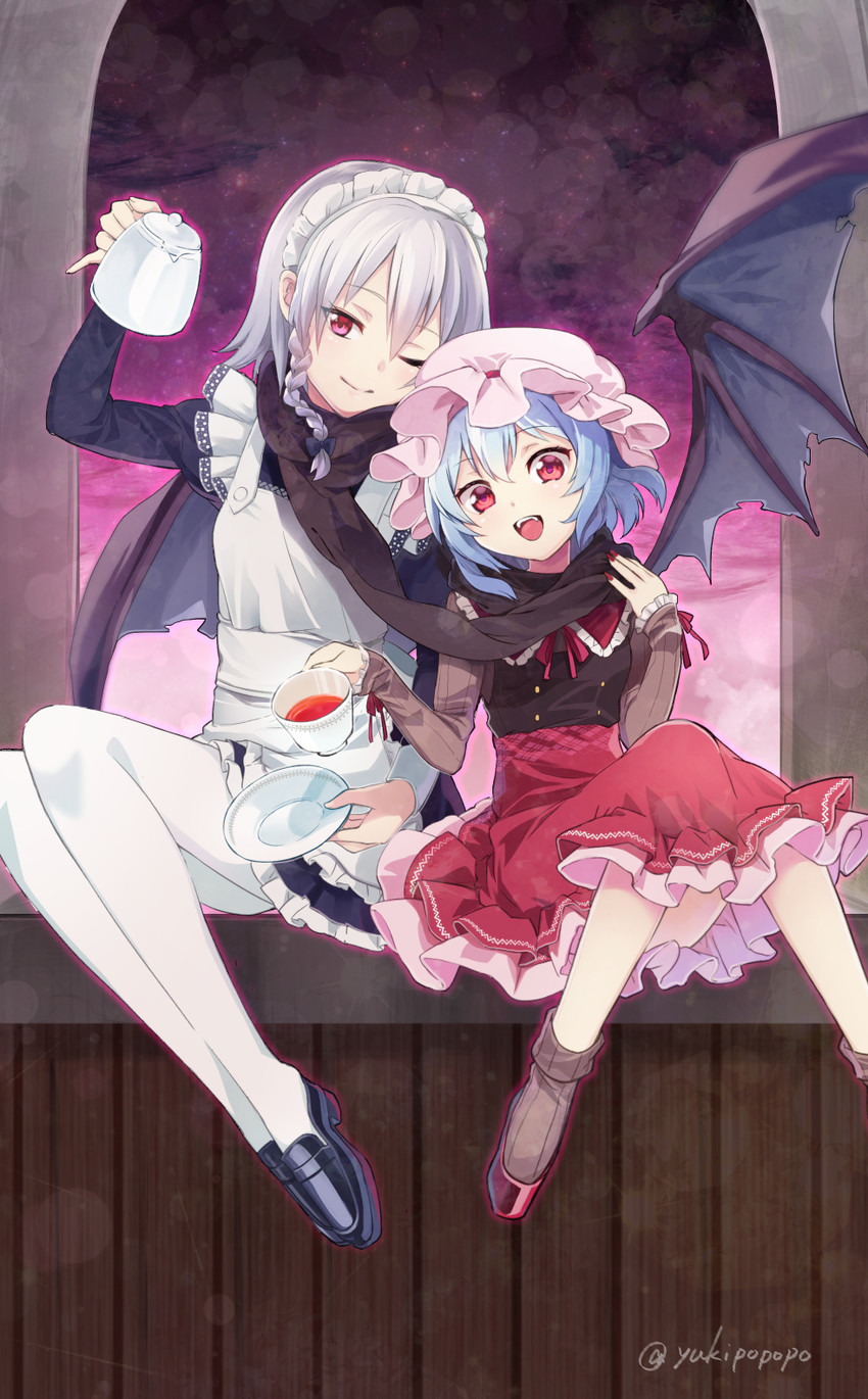 remilia scarlet and izayoi sakuya (touhou) drawn by yuki_(popopo)