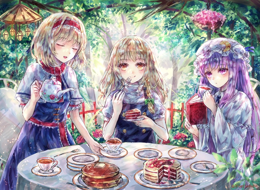 kirisame marisa, alice margatroid, and patchouli knowledge (touhou) drawn by suzushina