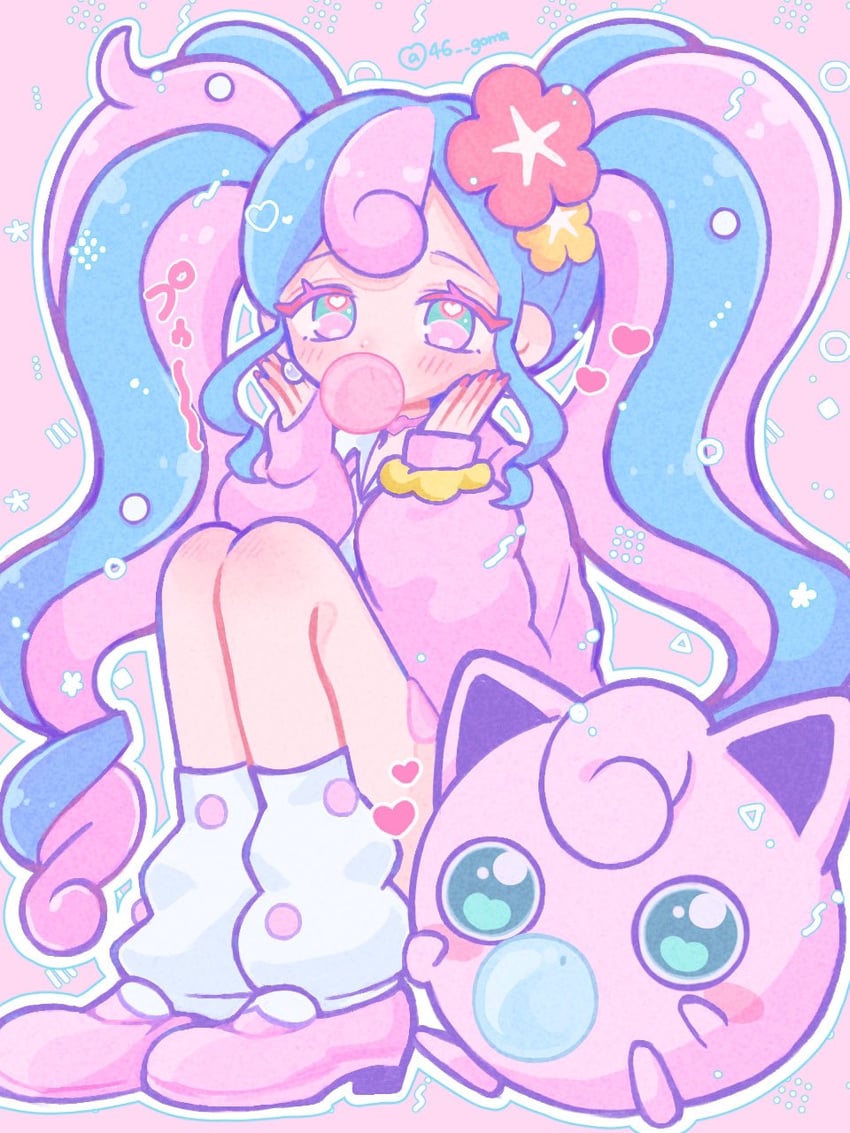 hatsune miku, jigglypuff, and fairy miku (pokemon and 2 more) drawn by shiroiri_goma