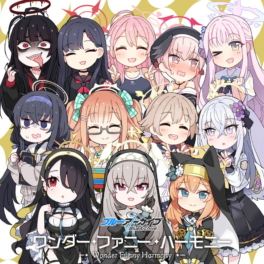 mika, mari, koharu, hanako, ui, and 7 more (blue archive) drawn by kuma_jet