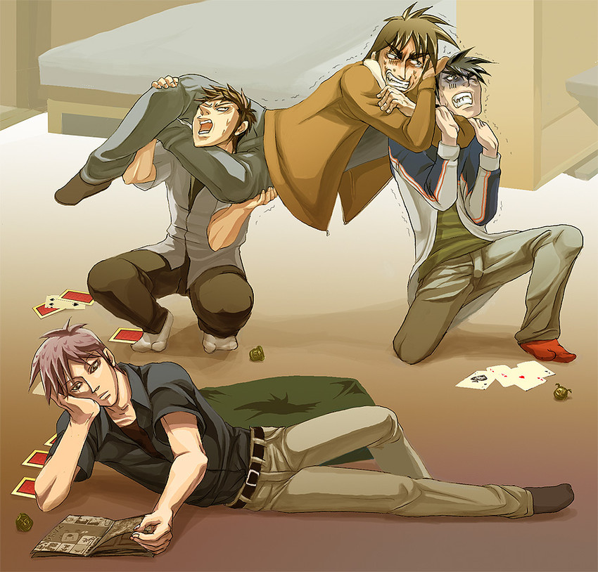 itou kaiji, akagi shigeru, ukai zero, and kudou gai (kaiji and 4 more) drawn by akashiba