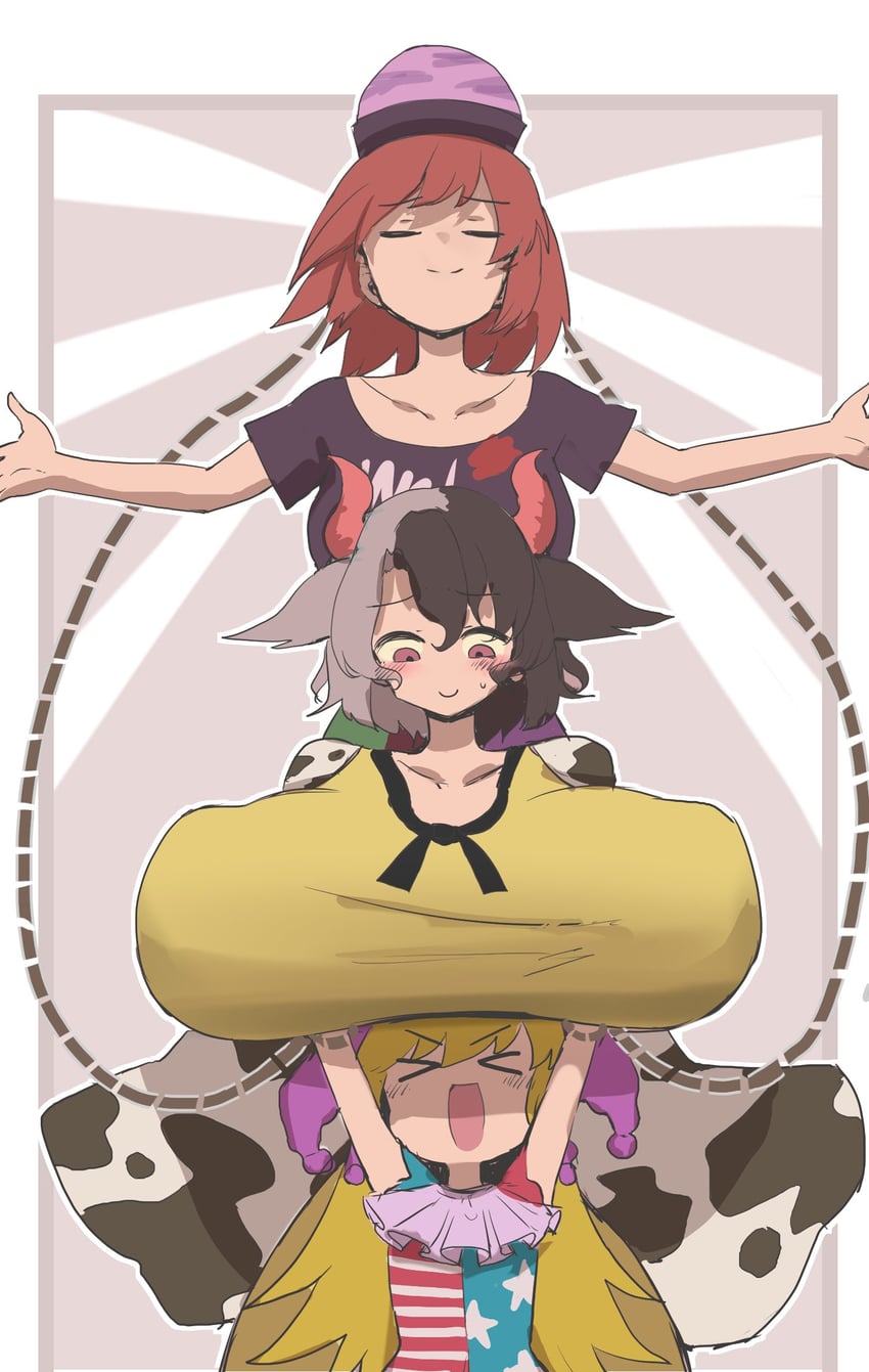 clownpiece, hecatia lapislazuli, and ushizaki urumi (touhou) drawn by gomeifuku