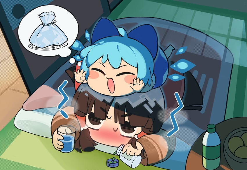 hakurei reimu and cirno (touhou and 1 more) drawn by devilkillerx