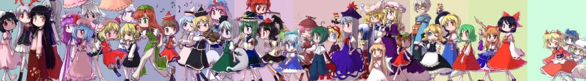 hakurei reimu, kirisame marisa, remilia scarlet, flandre scarlet, izayoi sakuya, and 36 more (touhou) drawn by tao_(kadoya)