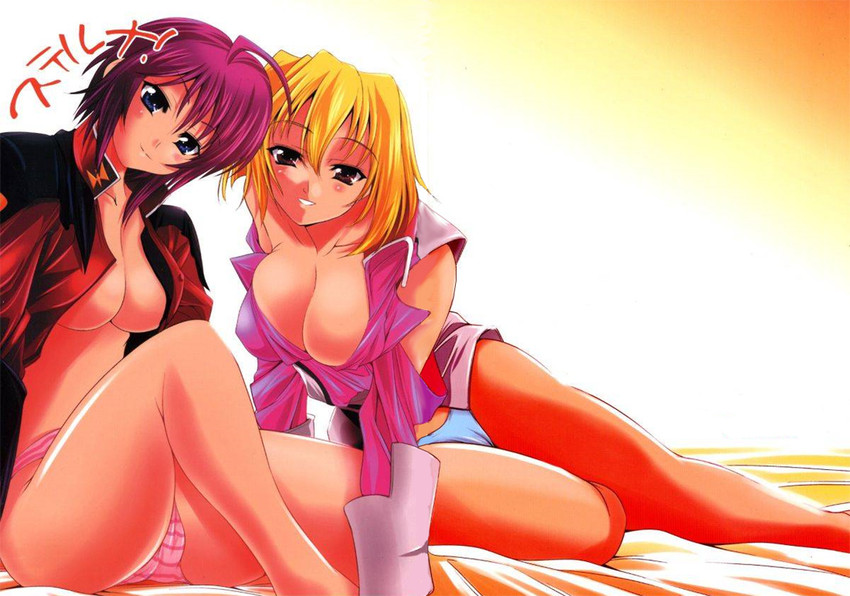 lunamaria hawke and stellar loussier (gundam and 2 more) drawn by yasui_riosuke